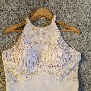 Ivory full length evening gown.